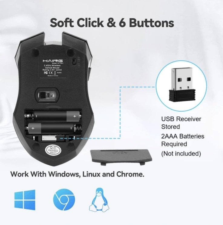 HAING HI-T001 2.4G Wireless Mouse with Type-C Connector HAING HI-T001 2.4G Wireless Mouse with Type-C Connector